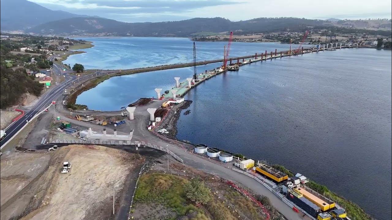 New Bridgewater Bridge construction over the River Derwent, Tasmania